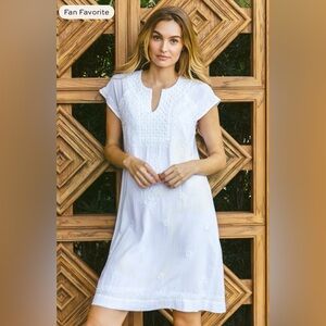 Roller Rabbit White Embroidered Shift Dress NWOT